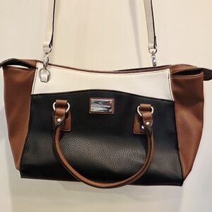 Dana Buchman Black, White, and Brown Shoulder Bag